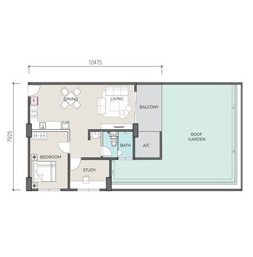 Type B1 - 1427.25 sq ft (792 sq ft + 635 sq ft)